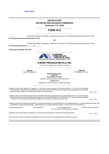 Thumbnail A-Mark Precious Metals 10-Q Quarterly Report FY2015 