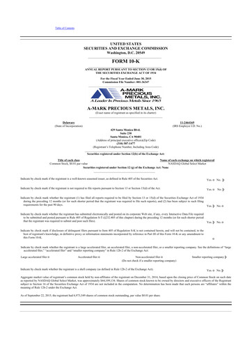 Thumbnail A-Mark Precious Metals 10-K Annual Report 2015