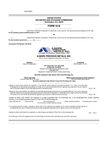 Thumbnail A-Mark Precious Metals 10-Q Quarterly Report FY2018 