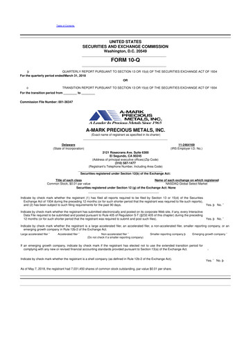 Thumbnail A-Mark Precious Metals 10-Q Quarterly Report FY2018 