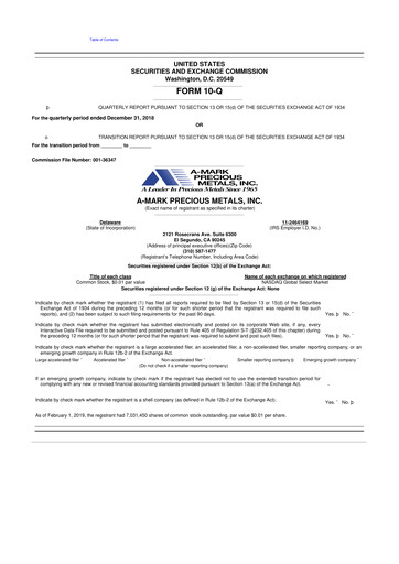 Thumbnail A-Mark Precious Metals 10-Q Quarterly Report FY2019 