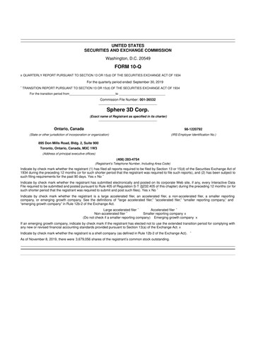 Thumbnail Sphere 3D 10-Q Quarterly Report FY2019 