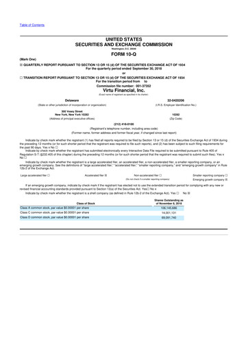 Thumbnail Virtu Financial
 10-Q Quarterly Report FY2018 