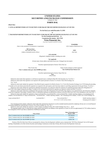 Thumbnail Virtu Financial
 10-K Annual Report 2018