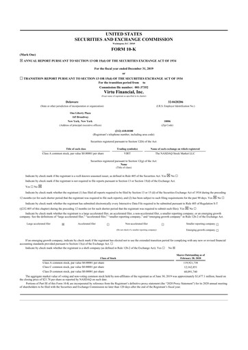 Thumbnail Virtu Financial
 10-K Annual Report 2019