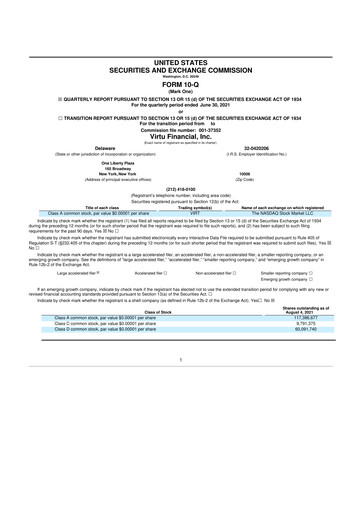 Thumbnail Virtu Financial
 10-Q Quarterly Report FY2021 