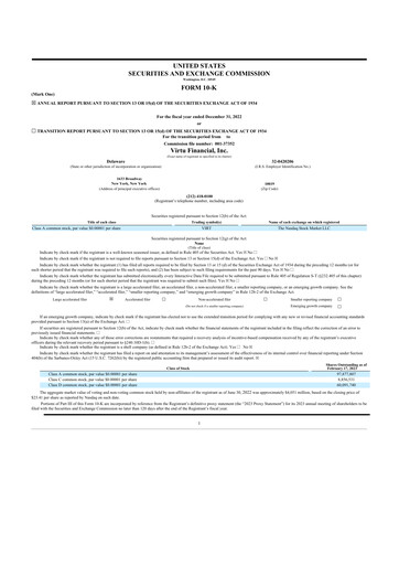 Thumbnail Virtu Financial
 10-K Annual Report 2022