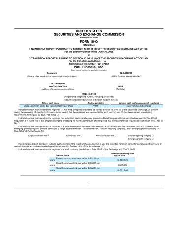 Miniature Virtu Financial
 10-Q Rapport trimestriel 2026 