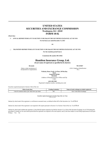 Thumbnail Hamilton Insurance Group 10-K Annual Report 2023