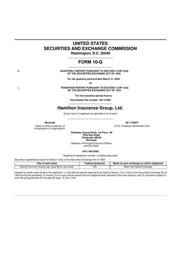 Thumbnail Hamilton Insurance Group 10-Q Quarterly Report FY 