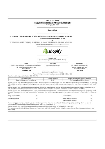 Miniature Shopify 10-Q Rapport trimestriel  