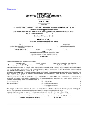 Miniature Magnite 10-Q Rapport trimestriel 2020 