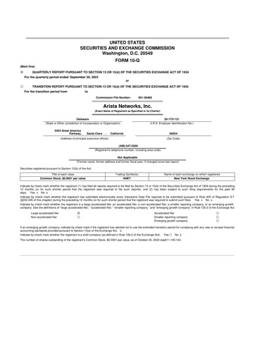 Thumbnail Arista Networks 10-Q Quarterly Report FY2023 