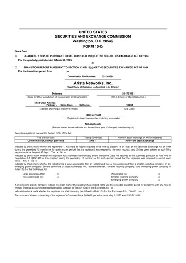 Thumbnail Arista Networks 10-Q Quarterly Report FY2025 