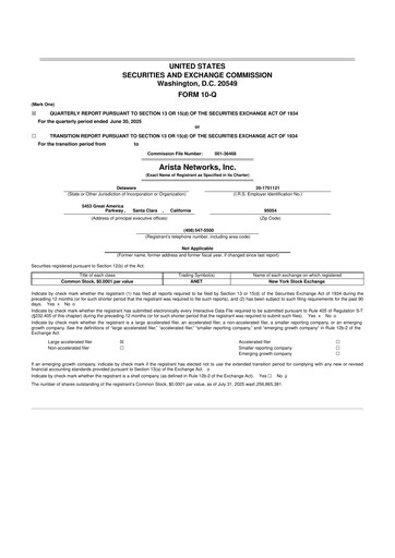 Thumbnail Arista Networks 10-Q Quarterly Report FY2025 