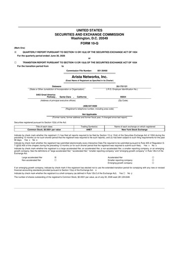 Thumbnail Arista Networks 10-Q Quarterly Report FY2026 