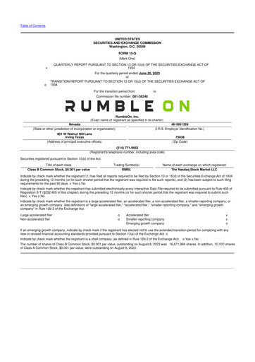 Miniature RumbleOn 10-Q Rapport trimestriel 2023 