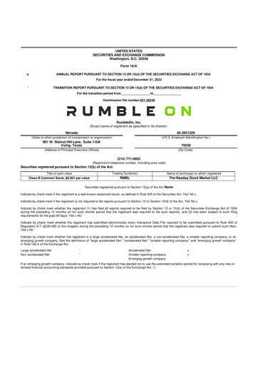 Miniature RumbleOn 10-K Rapport annuel 2023