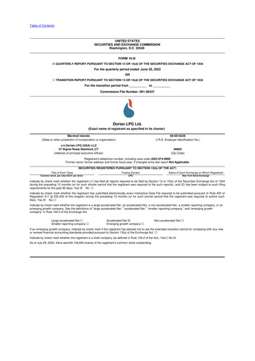 Thumbnail Dorian LPG
 10-Q Quarterly Report FY2022 