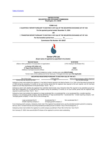Thumbnail Dorian LPG
 10-Q Quarterly Report FY2025 