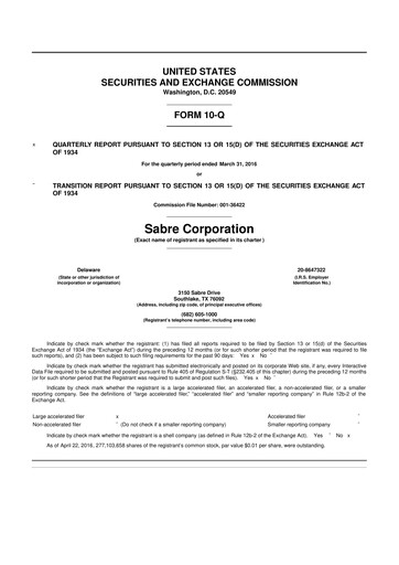 Thumbnail Sabre 10-Q Quarterly Report FY2016 