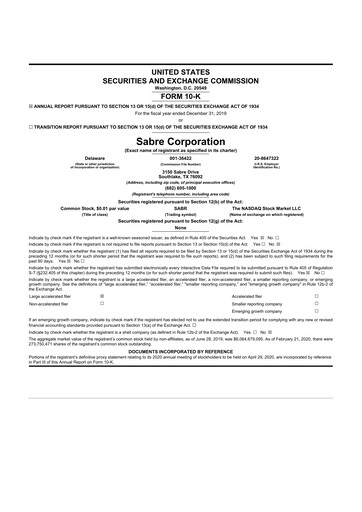 Thumbnail Sabre 10-K Annual Report 2019