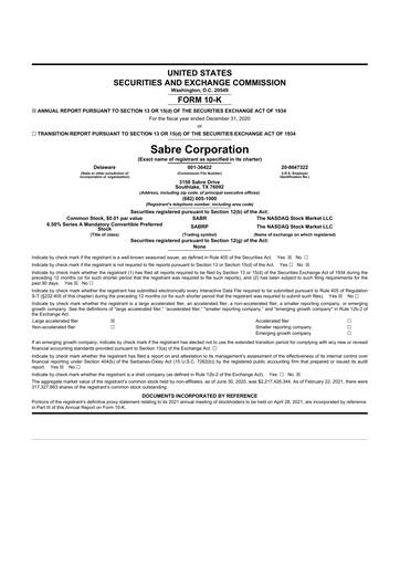 Thumbnail Sabre 10-K Annual Report 2020