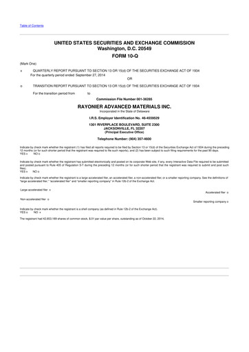 Vorschaubild Rayonier Advanced Materials
 10-Q Quartalsbericht 2014 