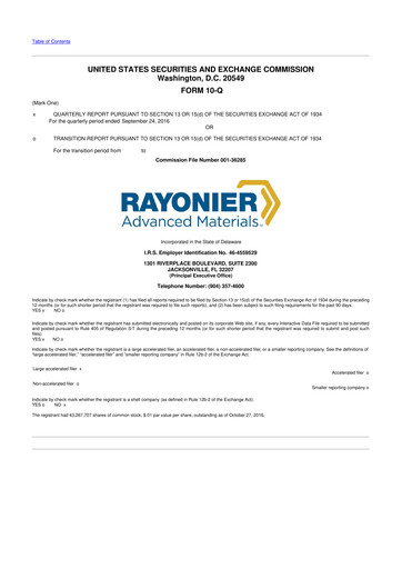 Vorschaubild Rayonier Advanced Materials
 10-Q Quartalsbericht 2016 