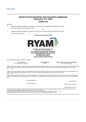 Vorschaubild Rayonier Advanced Materials
 10-Q Quartalsbericht 2022 