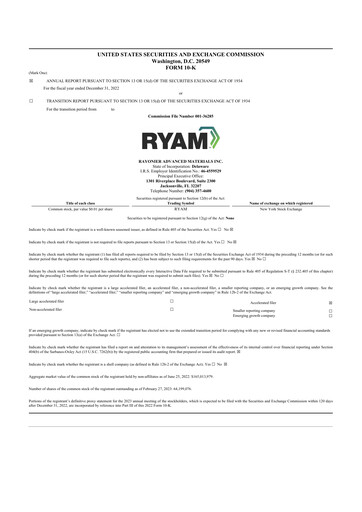 Thumbnail Rayonier Advanced Materials
 10-K Annual Report 2022
