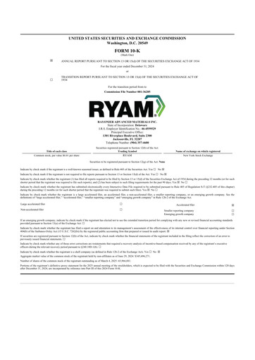 Thumbnail Rayonier Advanced Materials
 10-K Annual Report 2024