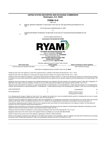 Thumbnail Rayonier Advanced Materials
 10-K Annual Report 2025