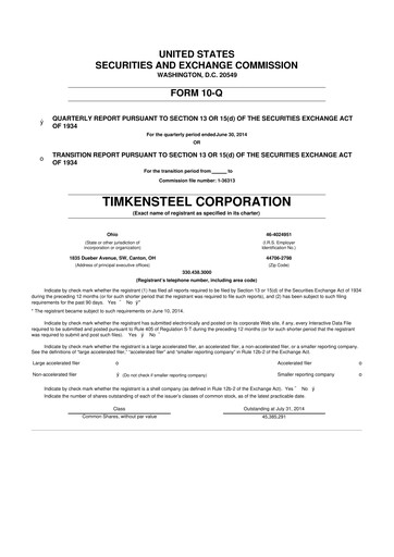Miniature Metallus 10-Q Rapport trimestriel 2014 