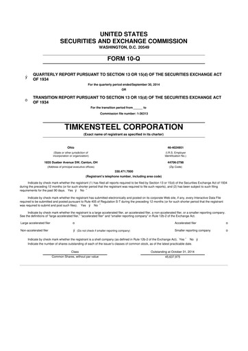 Miniature Metallus 10-Q Rapport trimestriel 2014 
