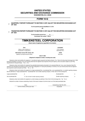 Miniature Metallus 10-Q Rapport trimestriel 2016 