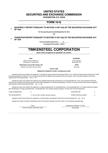 Miniature Metallus 10-Q Rapport trimestriel 2016 