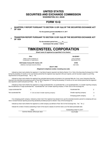 Miniature Metallus 10-Q Rapport trimestriel 2017 