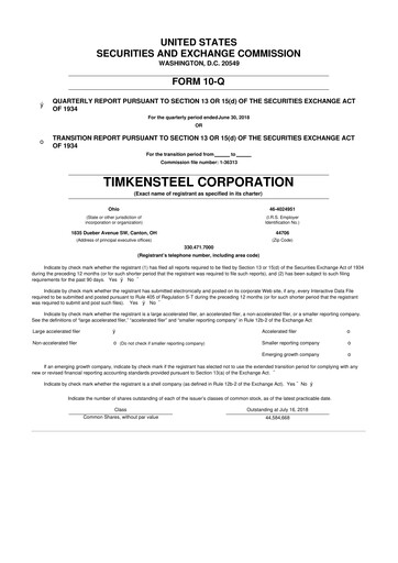 Miniature Metallus 10-Q Rapport trimestriel 2018 