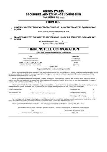 Miniature Metallus 10-Q Rapport trimestriel 2018 