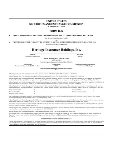 Thumbnail Heritage Insurance 10-K Annual Report 2024