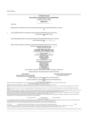 Vorschaubild Summit Therapeutics
 20-F Jahresbericht 2019