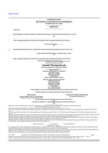 Vorschaubild Summit Therapeutics
 20-F Jahresbericht 2019