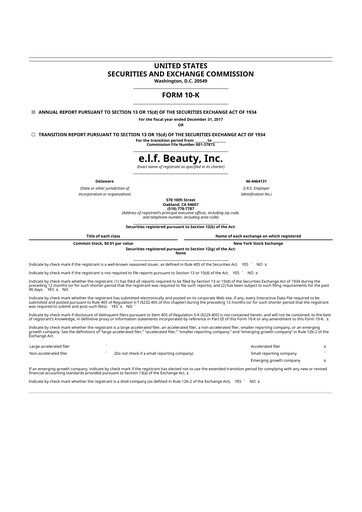 Miniature e.l.f. Beauty 10-K Rapport annuel 2017