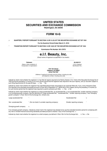 Thumbnail e.l.f. Beauty 10-Q Quarterly Report FY 
