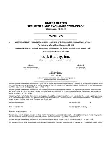 Thumbnail e.l.f. Beauty 10-Q Quarterly Report FY 