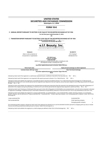 Miniature e.l.f. Beauty 10-K Rapport annuel 2018