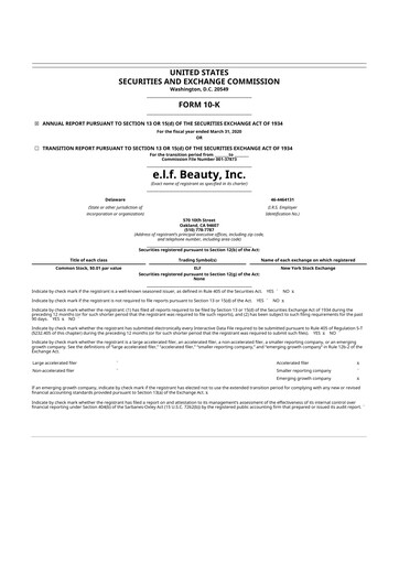 Miniature e.l.f. Beauty 10-K Rapport annuel 2020