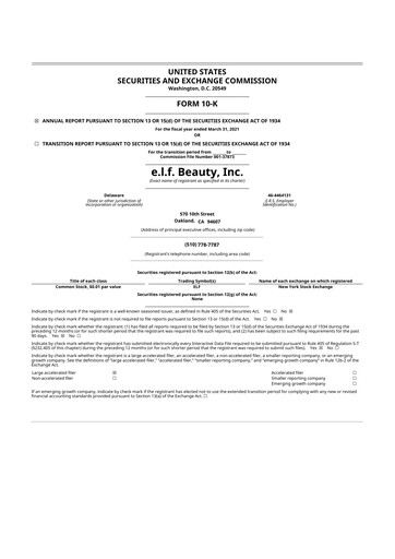 Miniature e.l.f. Beauty 10-K Rapport annuel 2021