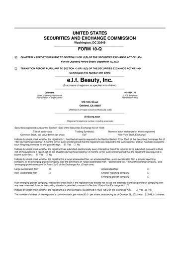 Thumbnail e.l.f. Beauty 10-Q Quarterly Report FY 